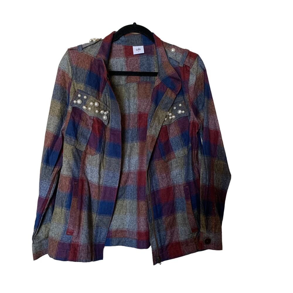CAbi Collage Plaid Autumn Zip Jacket Style #3555 sz S